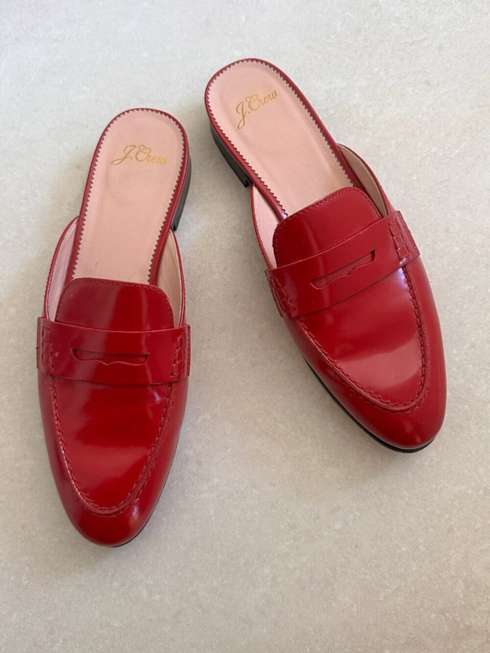 J. Crew Red Patent Leather Slip-On Mules
